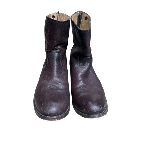 FRYE Brown Leather Button Back Zip Short Ankle Bootie Brown 8.5 B - Picture 2 of 16